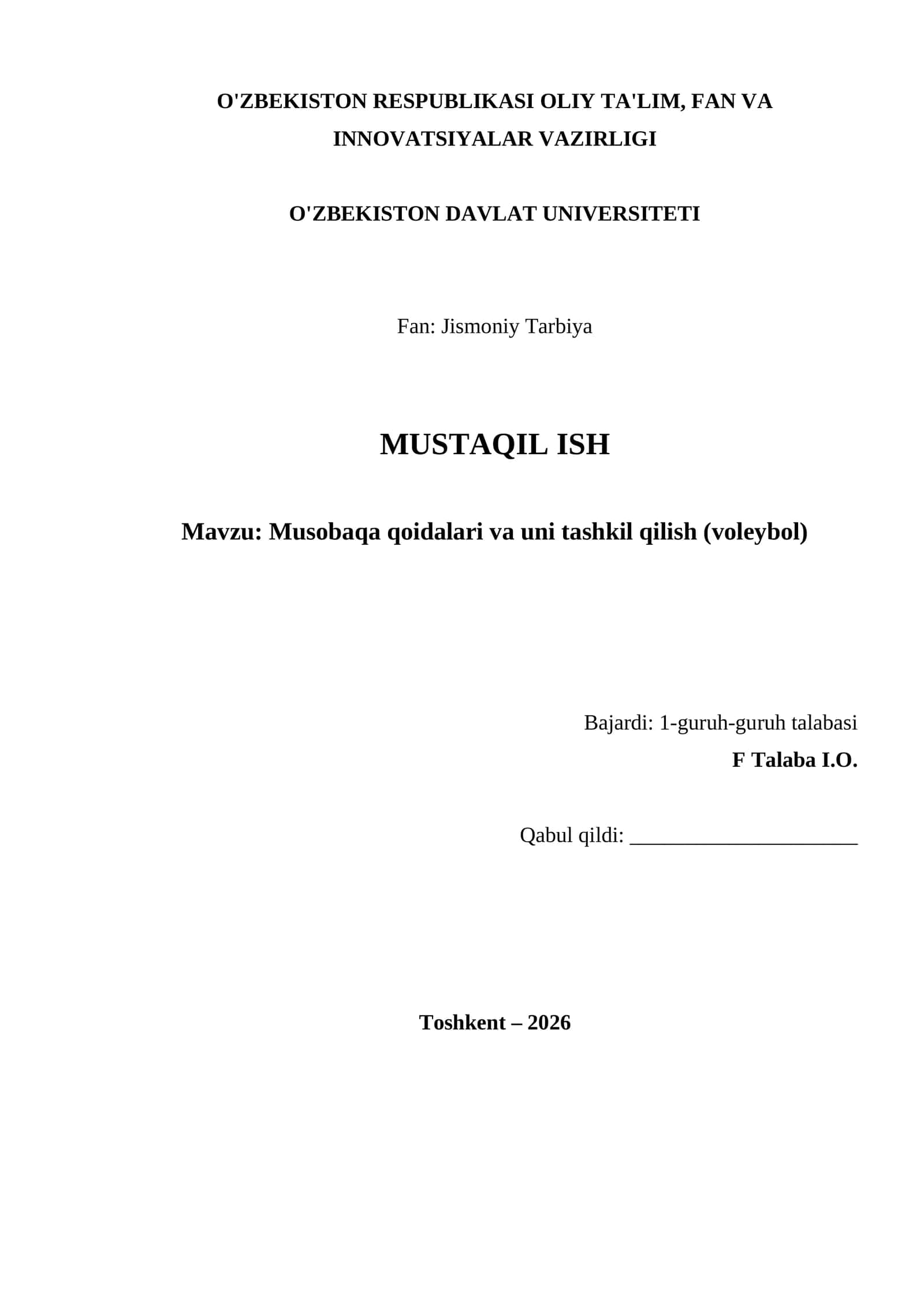 Musobaqa qoidalari va uni tashkil qilish (voleybol) 1