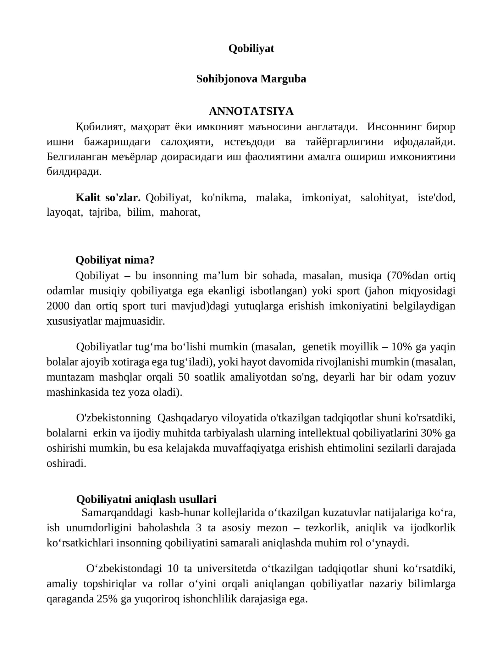 Qobiliyat 1