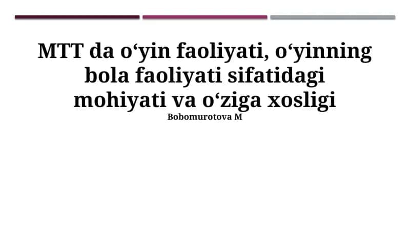 O'yin Faoliyatida Pedagogning Roli 1