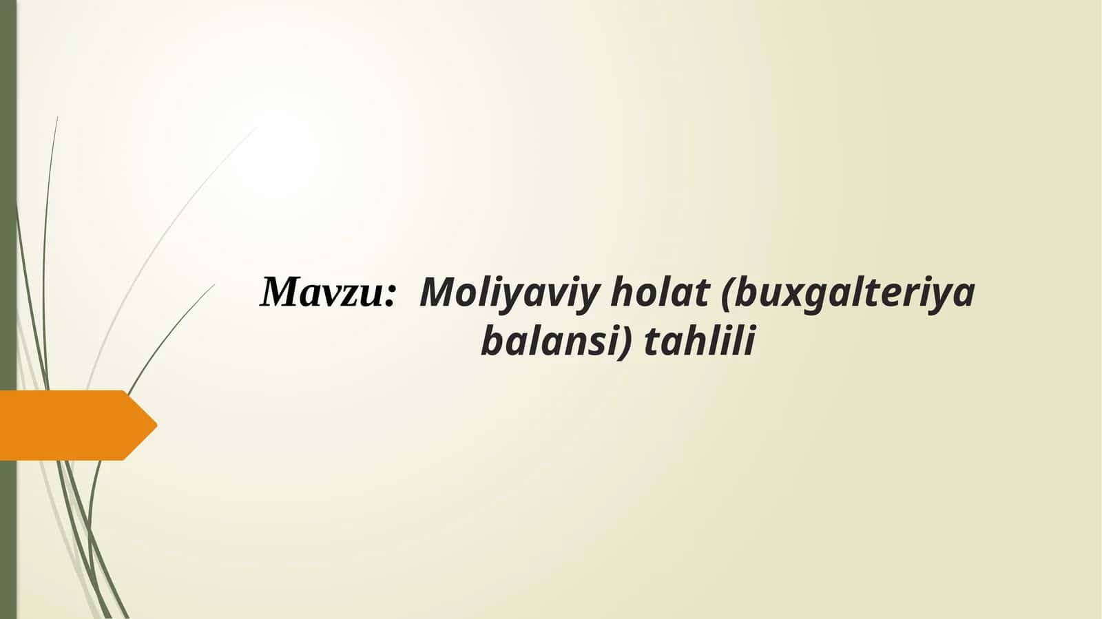 Moliyaviy holat (buxgalteriya balansi) tahlili 1