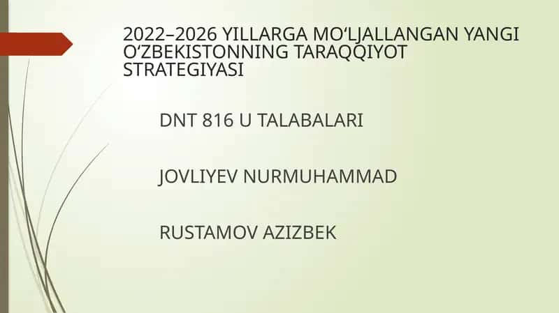 2022–2026 YILLARGA MO‘LJALLANGAN YANGI O‘ZBEKISTONNING TARAQQIYOT STRATEGIYASI 1