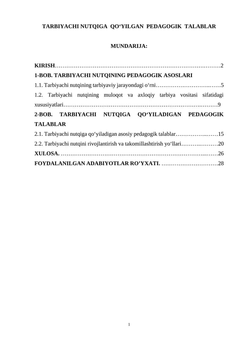TARBIYACHI NUTQIGA QO‘YILGAN PEDAGOGIK TALABLAR 1