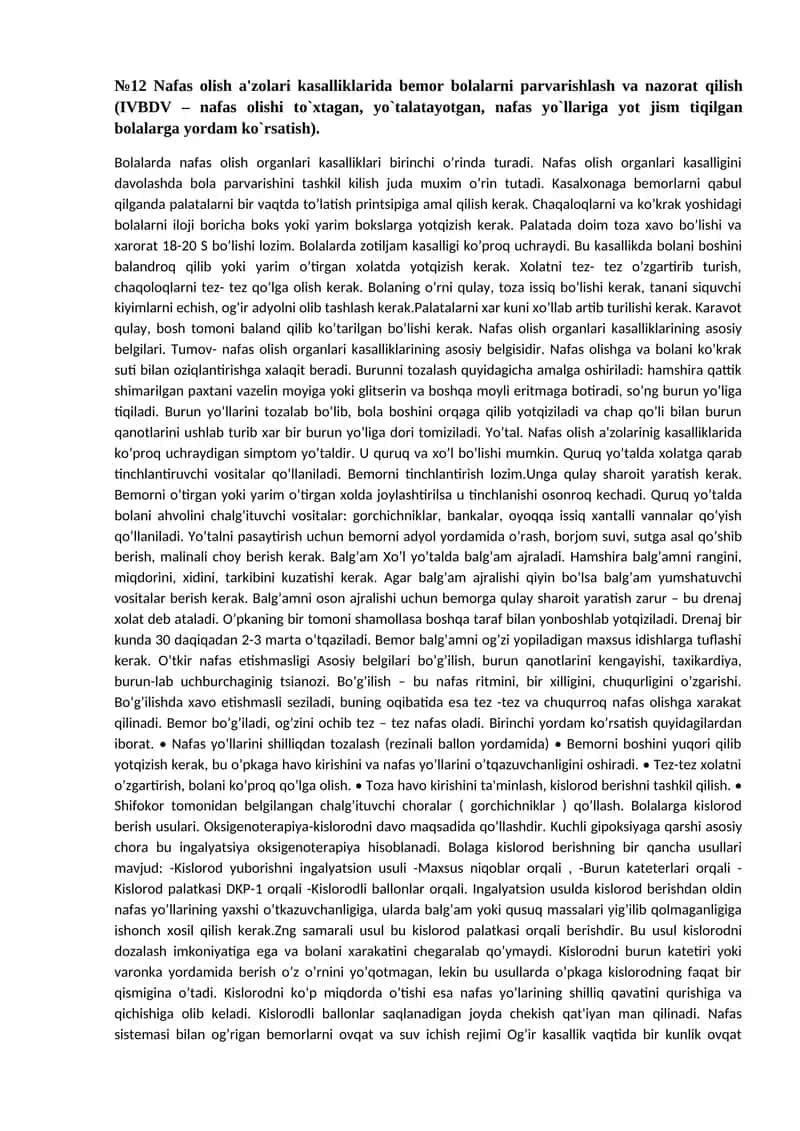 Nafas olish a'zolari kasalliklarida bemor bolalarni davolash 1