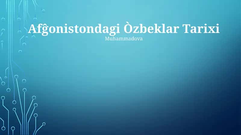 Afĝonistondagi Òzbeklar Tarixi 1