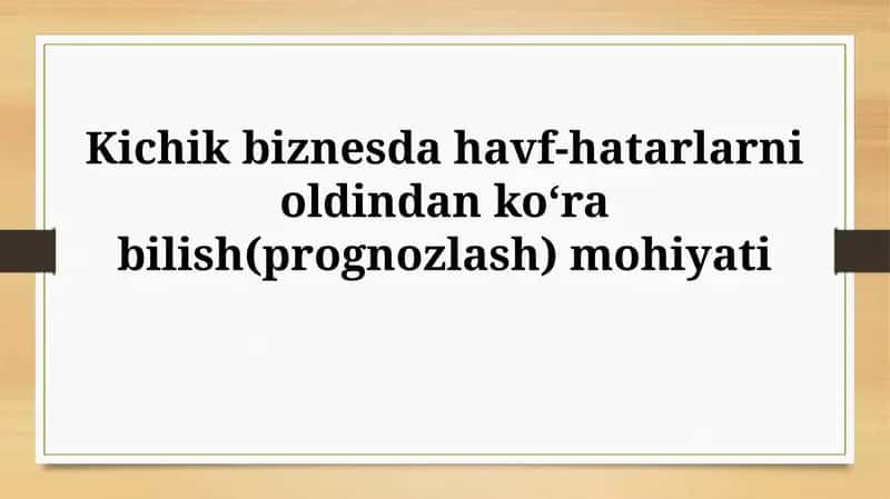 Xatarlarni Aniqlash va Boshqarish 1