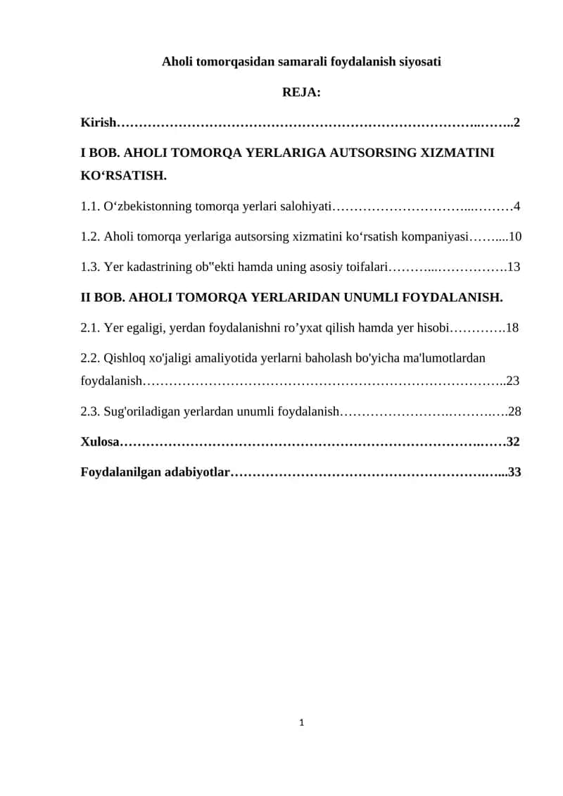 Aholi tomorqasidan samarali foydalanish siyosati 1