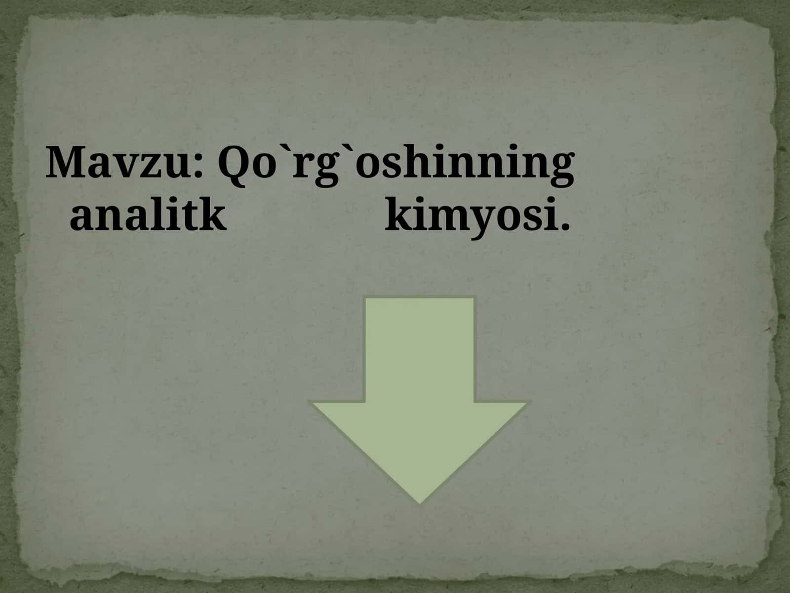 Qo'rg'oshinning analitik kimyosi 1