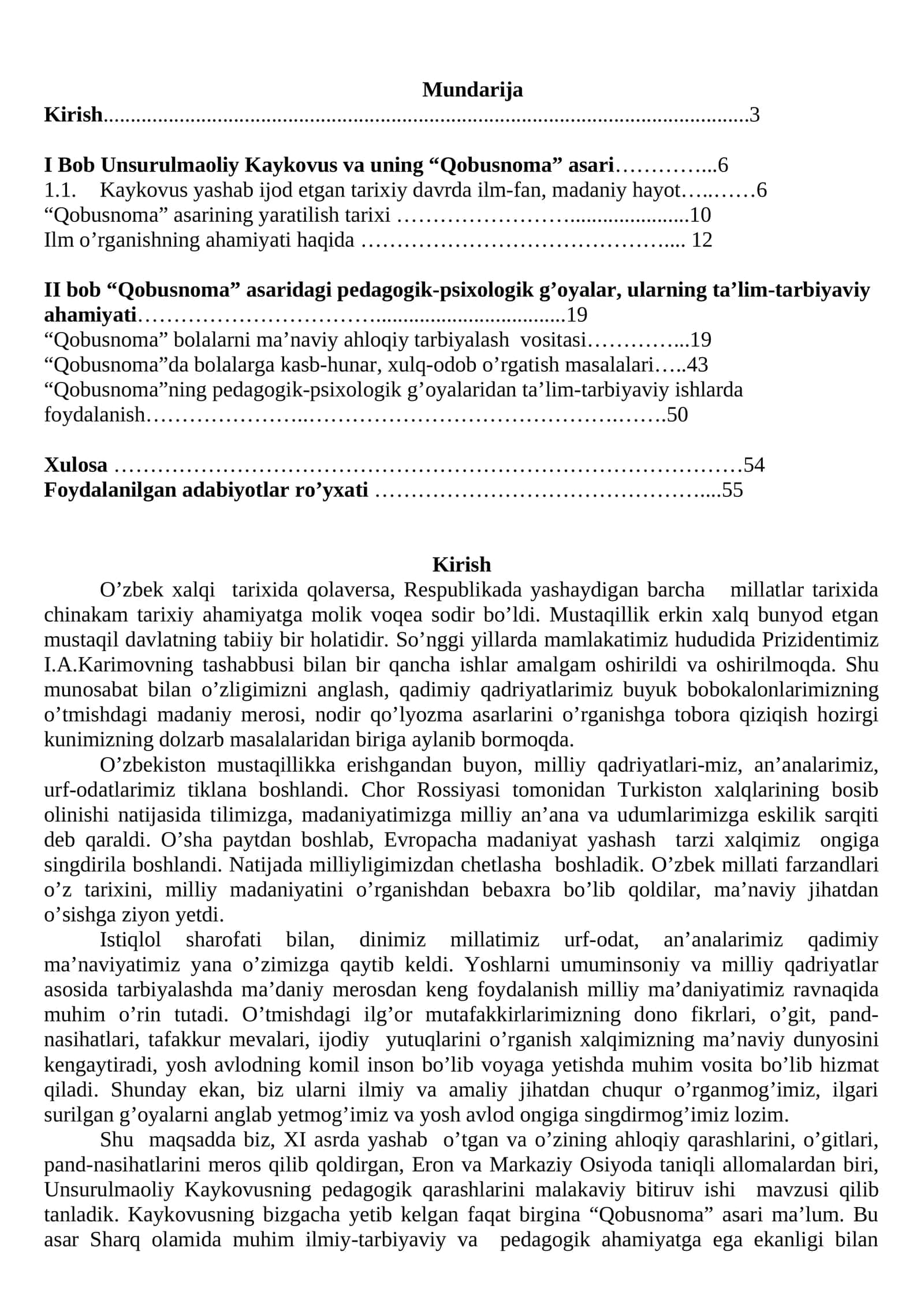 Kaykovusning pedagogika sohasida qarashlarini o’rganish 1