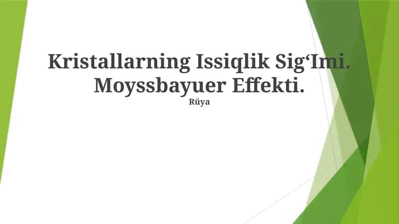 Kristallarning Issiqlik SigʻImi 1