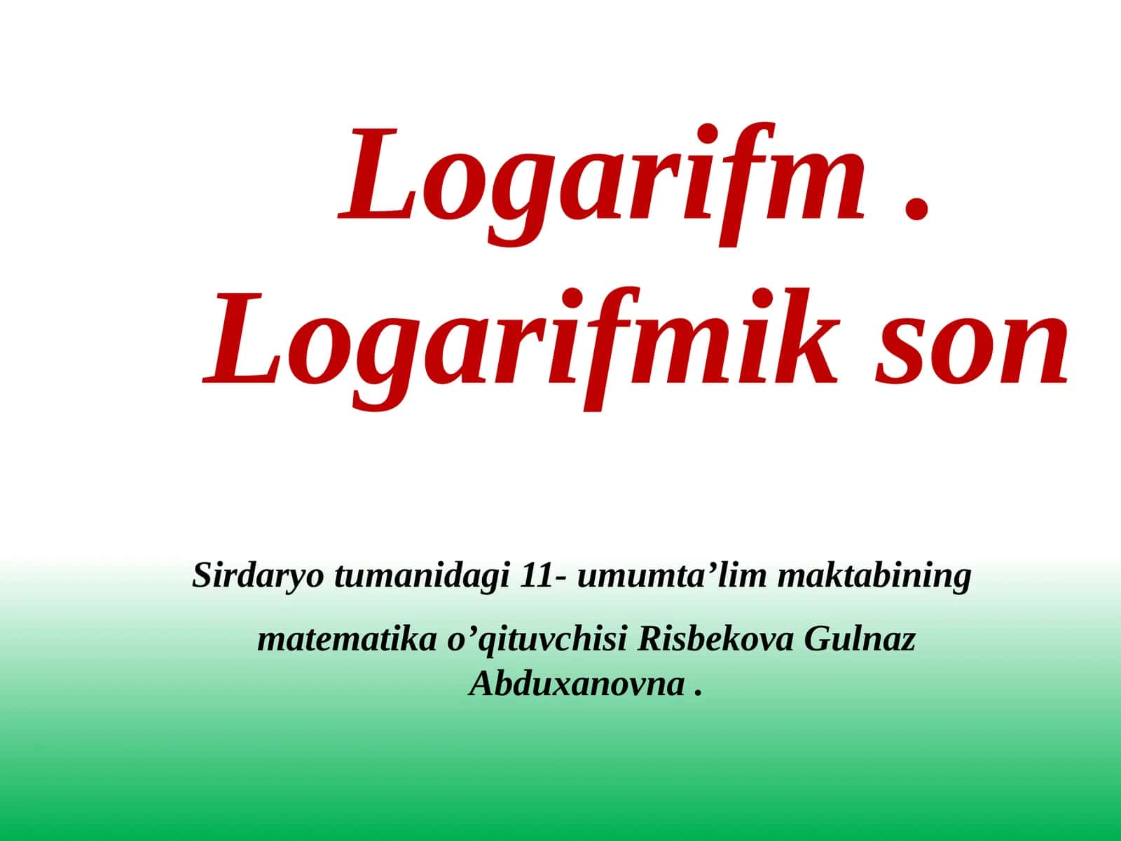 Logarifmikson 1