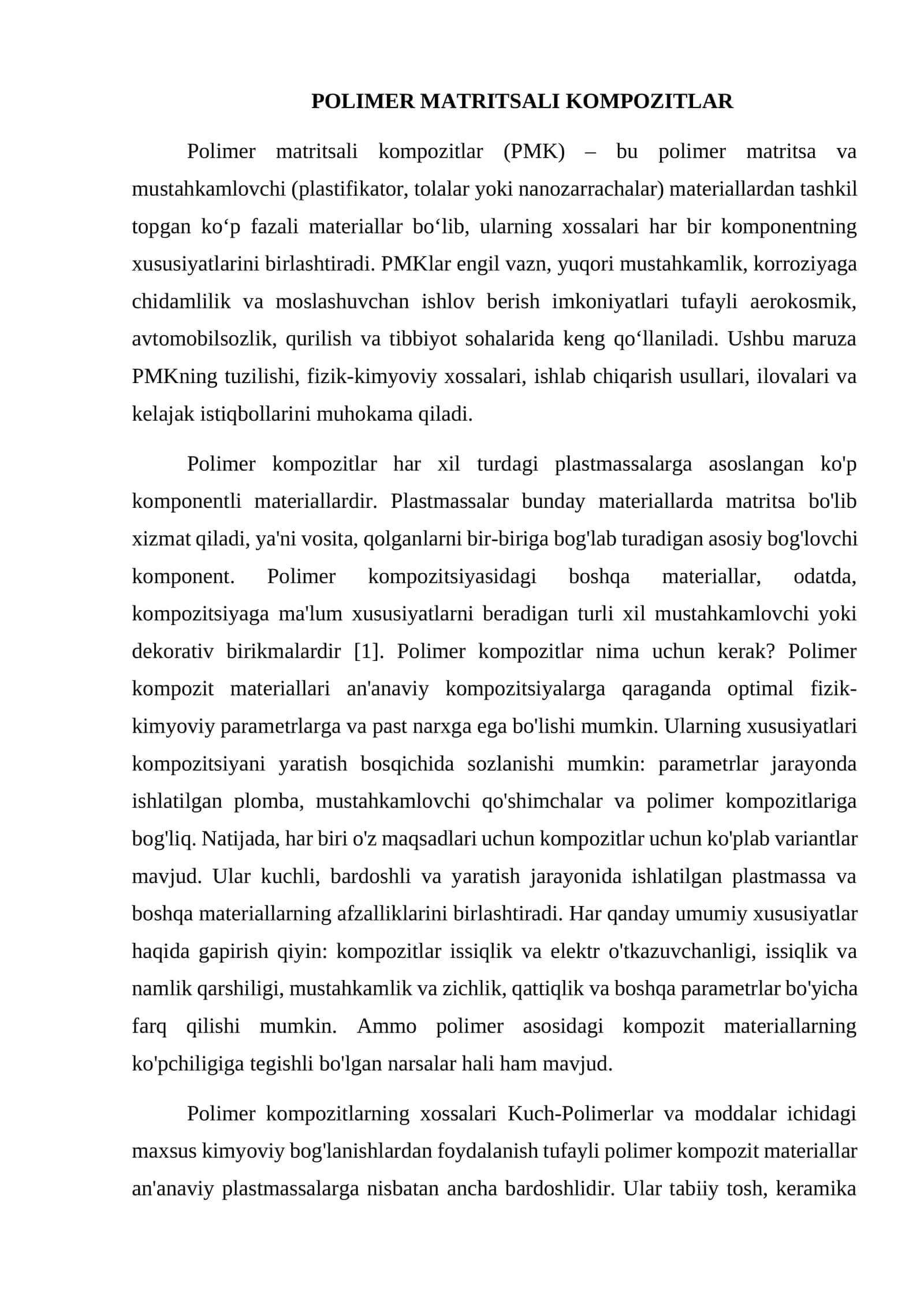 POLIMER MATRITSALI KOMPOZITLAR 1