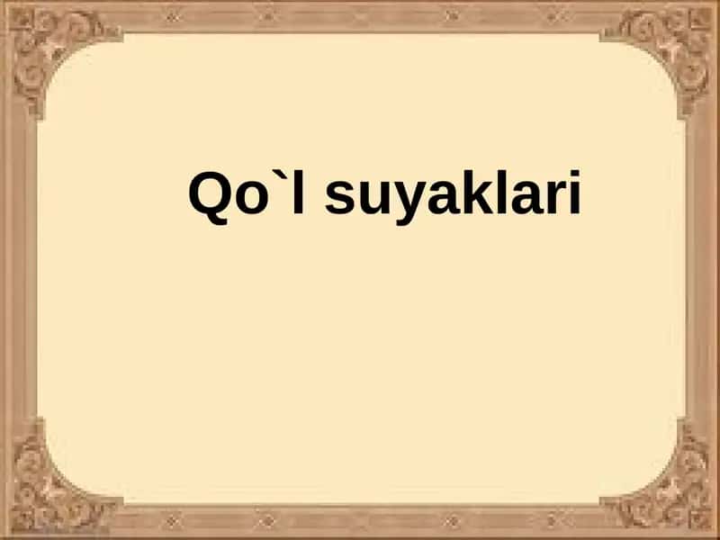 Qo`lsuyaklari 1