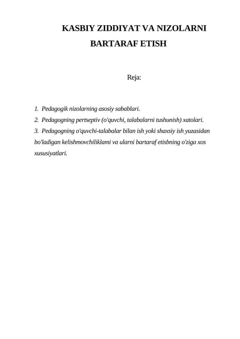 KASBIY ZIDDIYAT VA NIZOLARNI BARTARAF ETISH 1