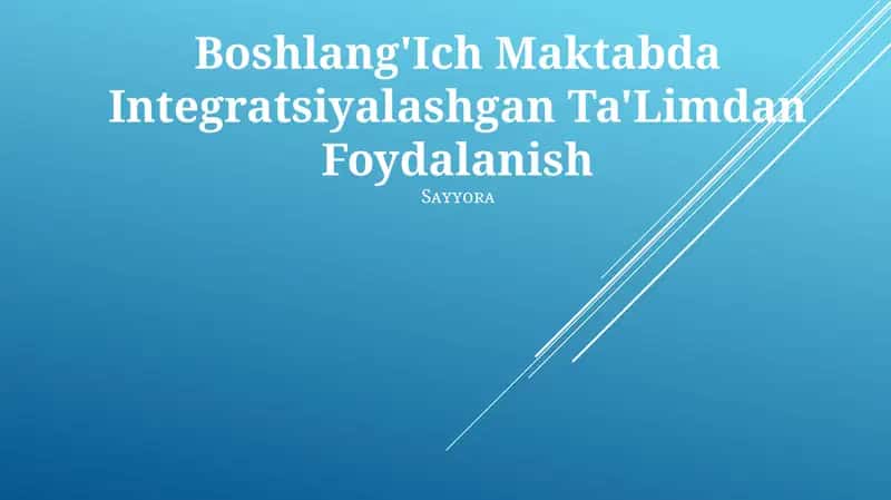 Integratsiyalashgan Ta'lim 1