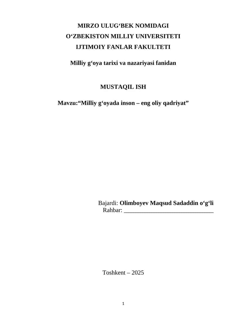 Milliy gʻoyada inson – eng oliy qadriyat 1