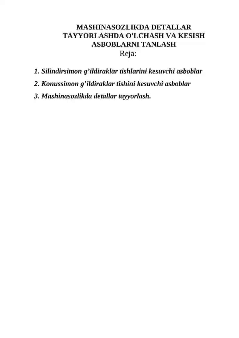 Silindirsimon g’ildiraklar tishlarini kesuvchi asboblar