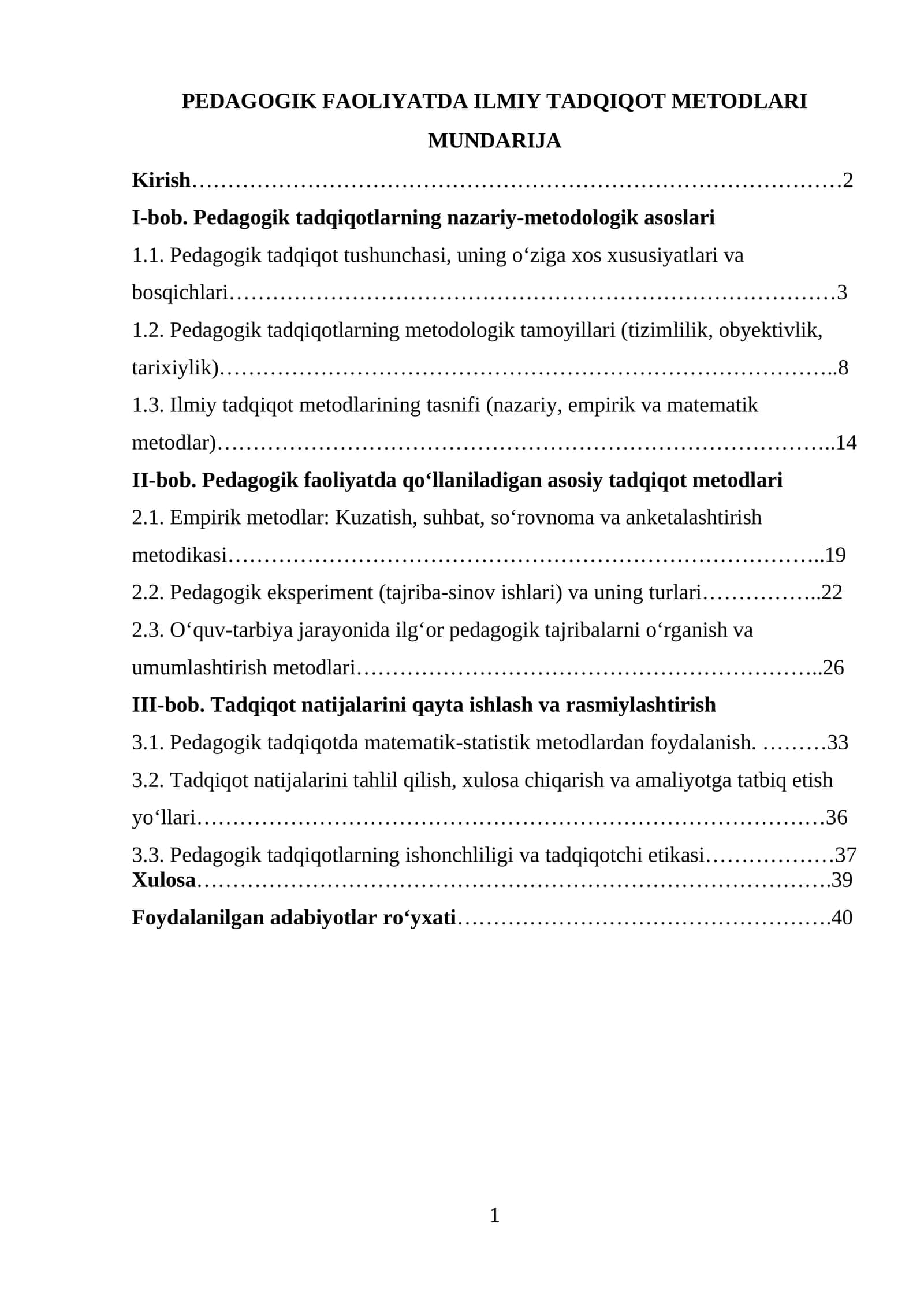 PEDAGOGIK FAOLIYATDA ILMIY TADQIQOT METODLARI 1