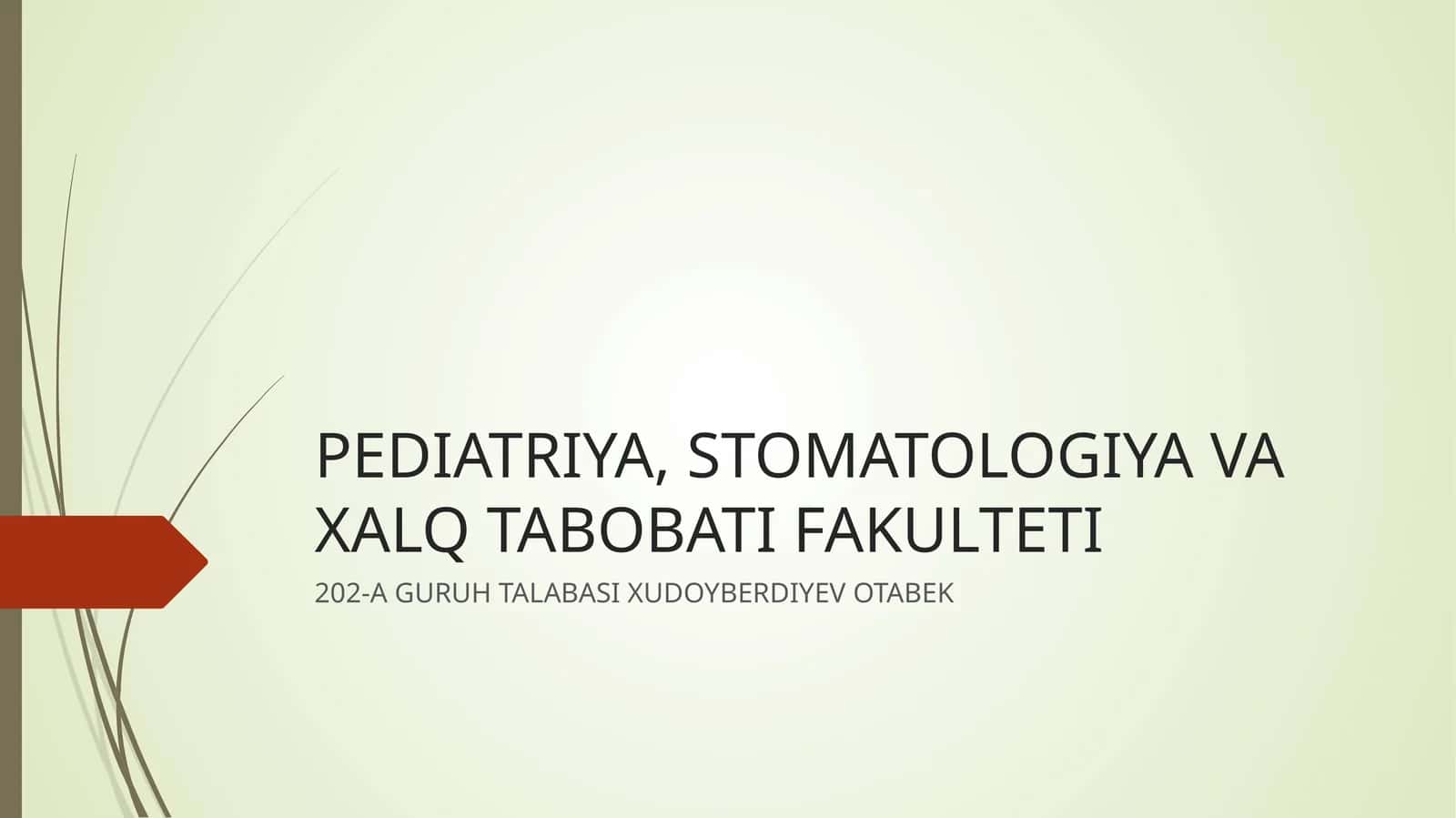 TROPIKAMID DORI VOSITASINING FARMAKOLOGIYASI 1