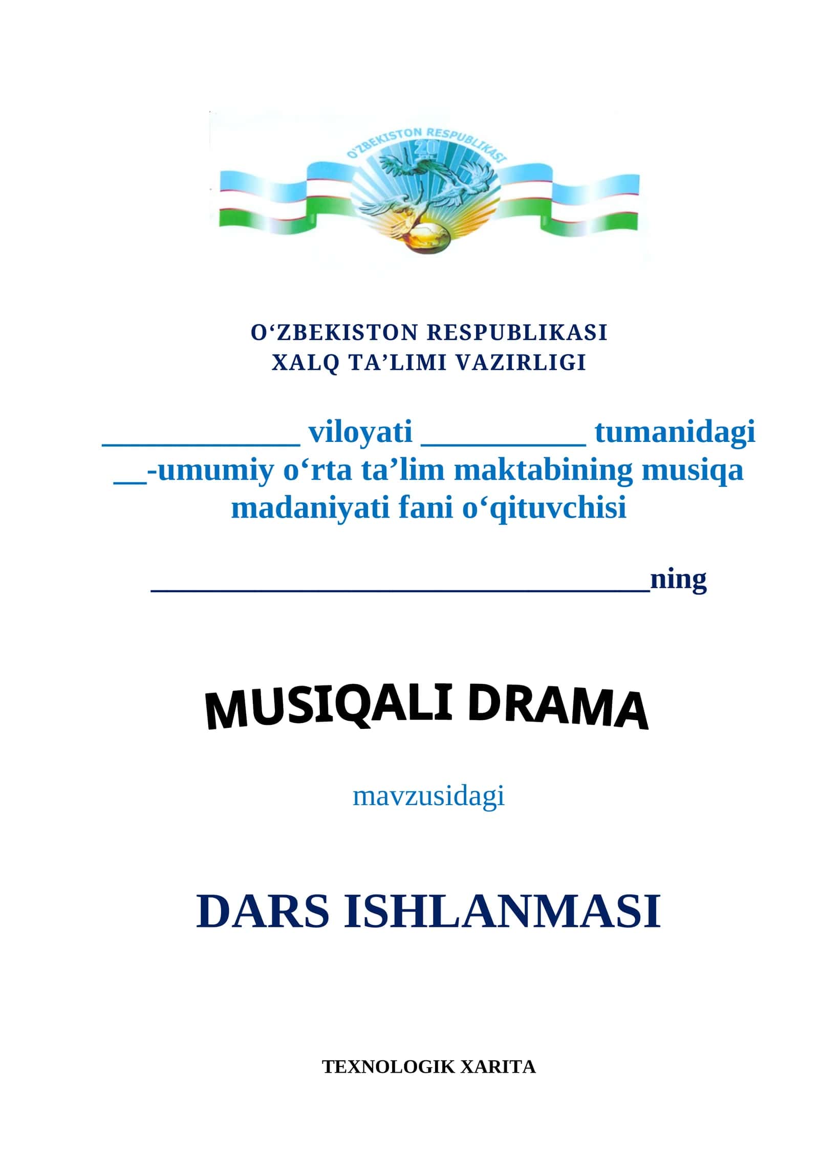 5-sinf Musiqa ochiq dars ishlanma. Musiqali drama 1