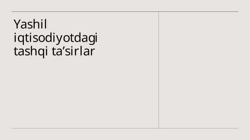 Yashil iqtisodiyotdagi tashqi ta’sirlar 1