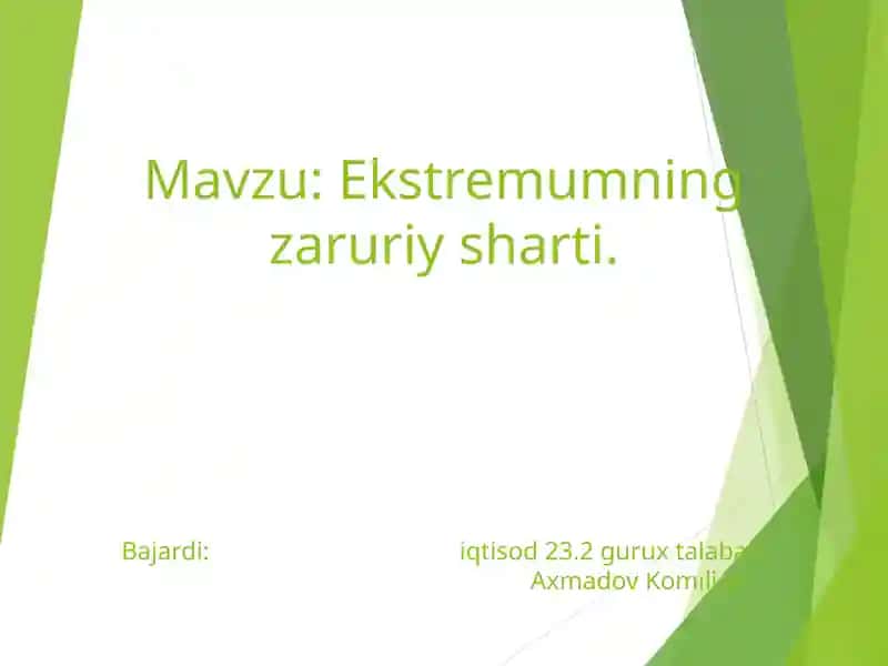 Ekstremumning zaruriy sharti