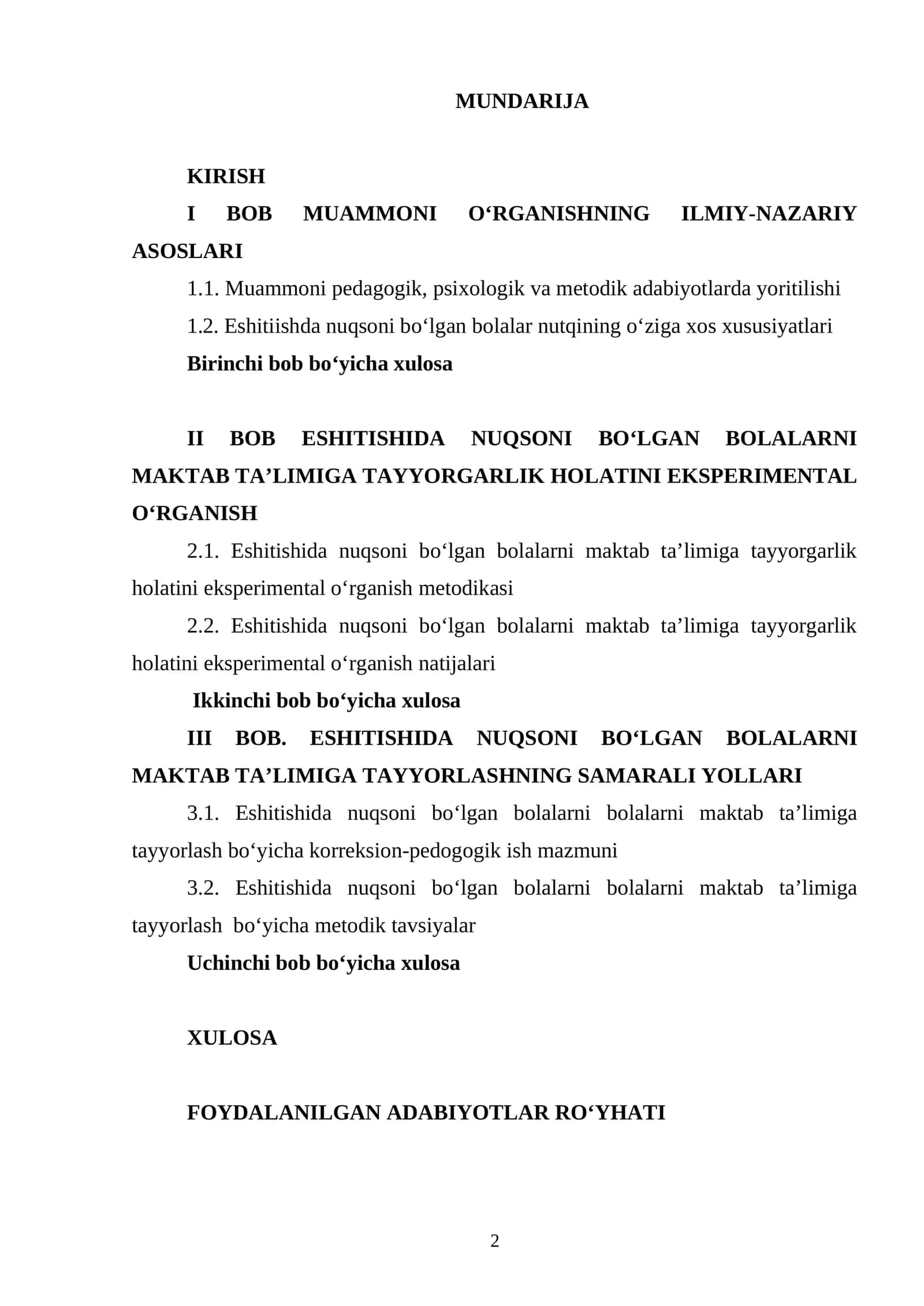 MUNDARIJA 1