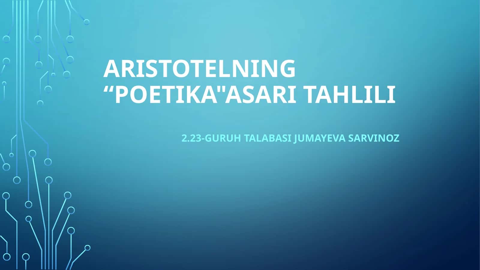 Aristotelning “Poetika" asari tahlili 1