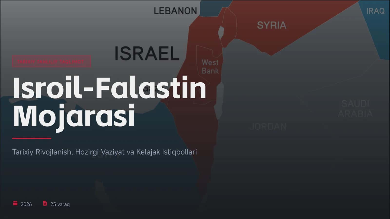 TARIXIY TAHLILIY TAQLIMOT Isroil-Falastin Mojarasi 1