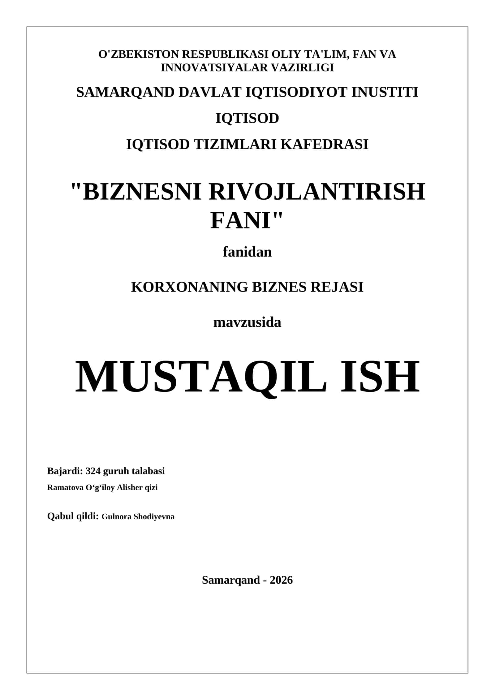 KORXONANING BIZNES REJASI 1
