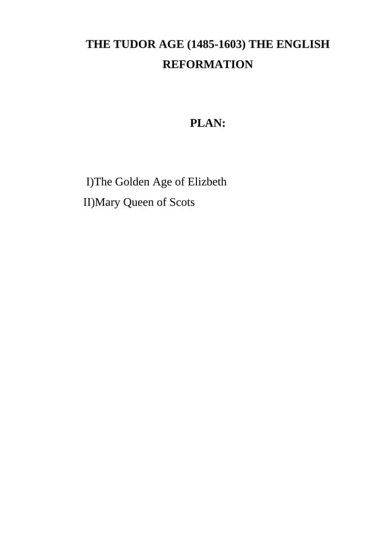 The Tudor Age (1485-1603) The English Reformation 1