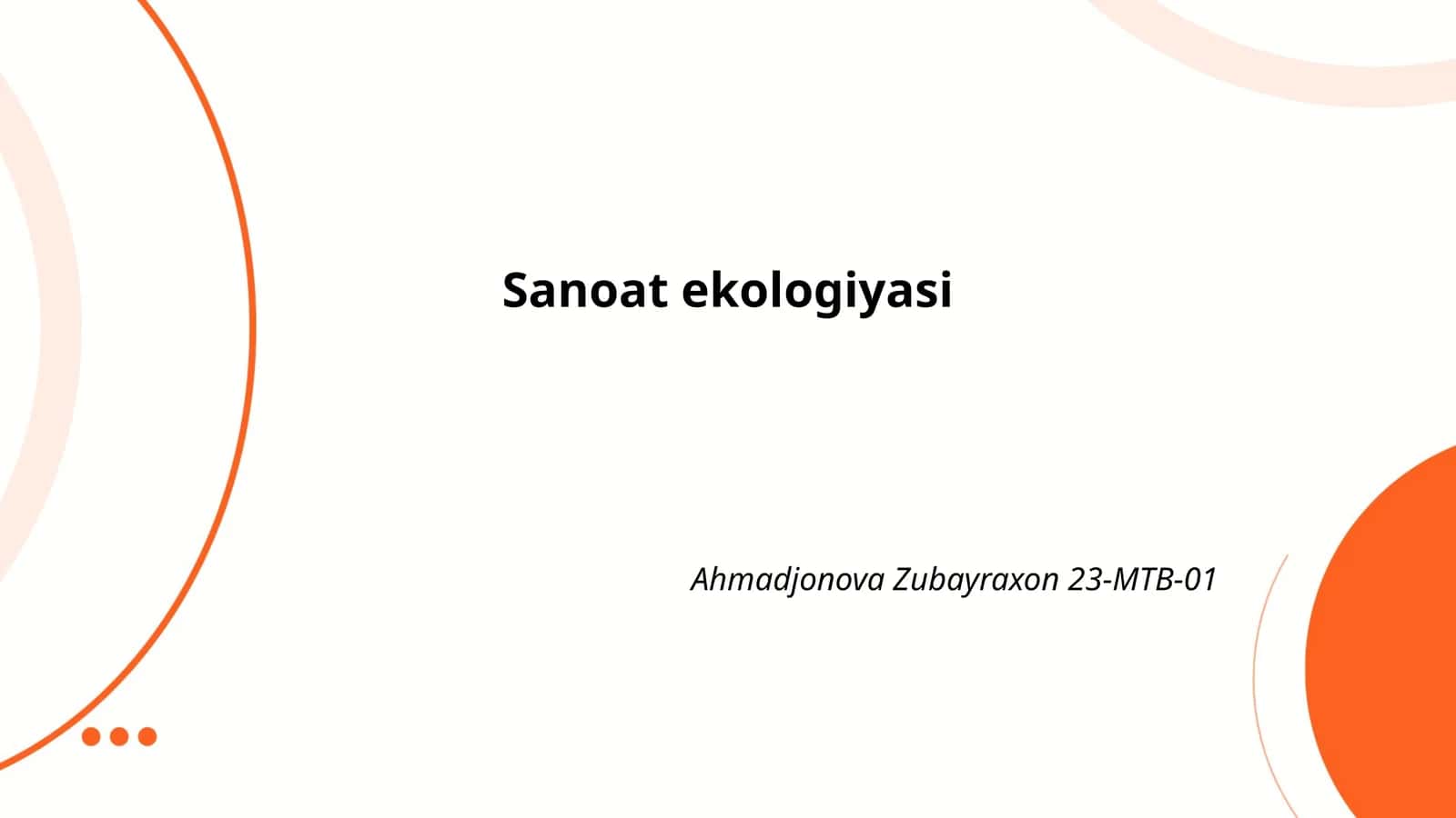 Sanoat ekologiyasi 1