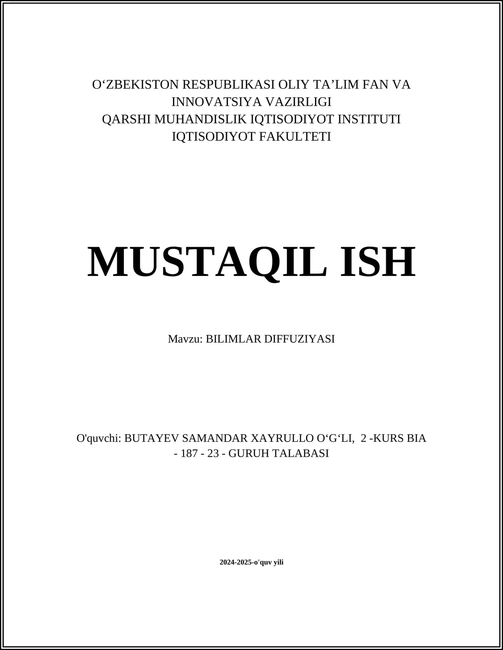 BILIMLAR DIFFUZIYASI 1