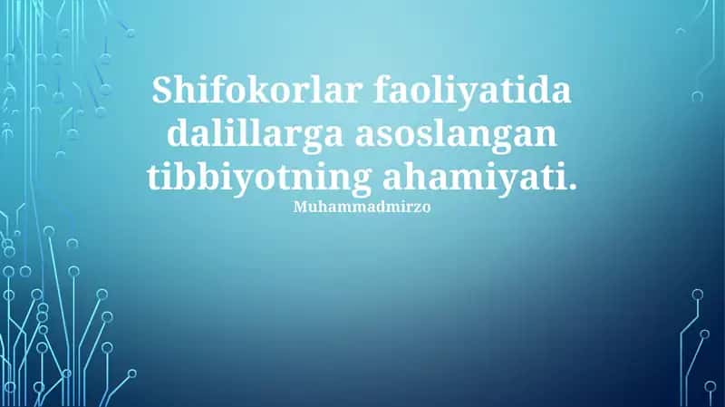 Dalillarga asoslangan tibbiyot 1
