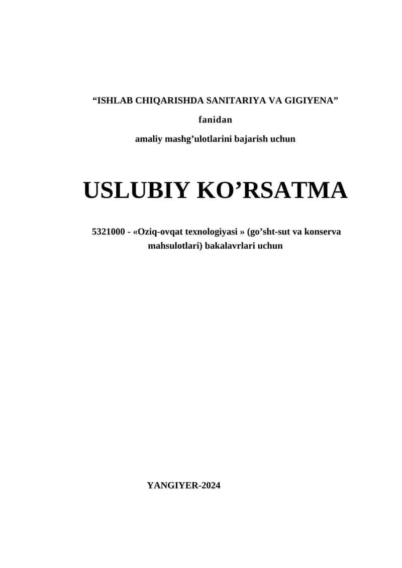 ISHLAB CHIQARISHDA SANITARIYA VA GIGIYENA 1