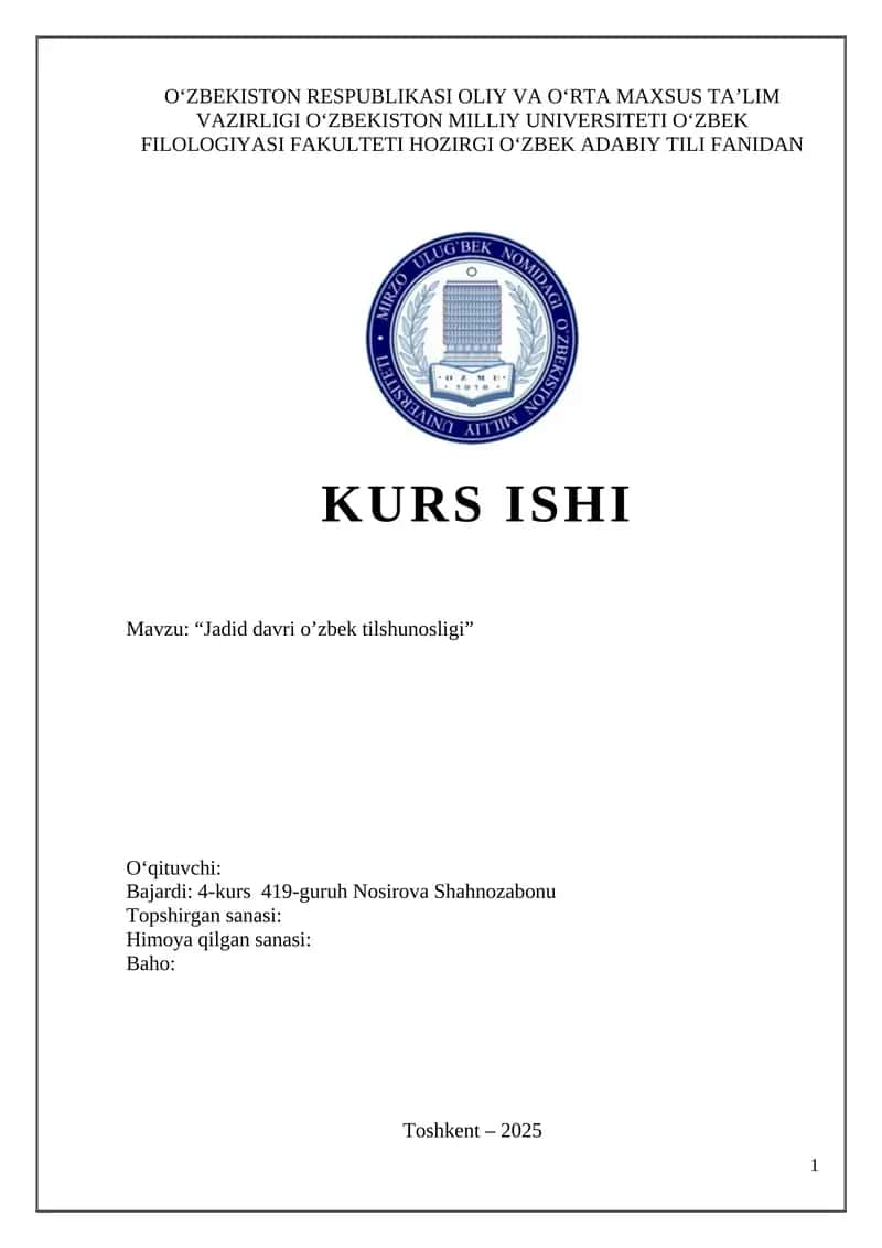 Jadid davri o’zbek tilshunosligi 1