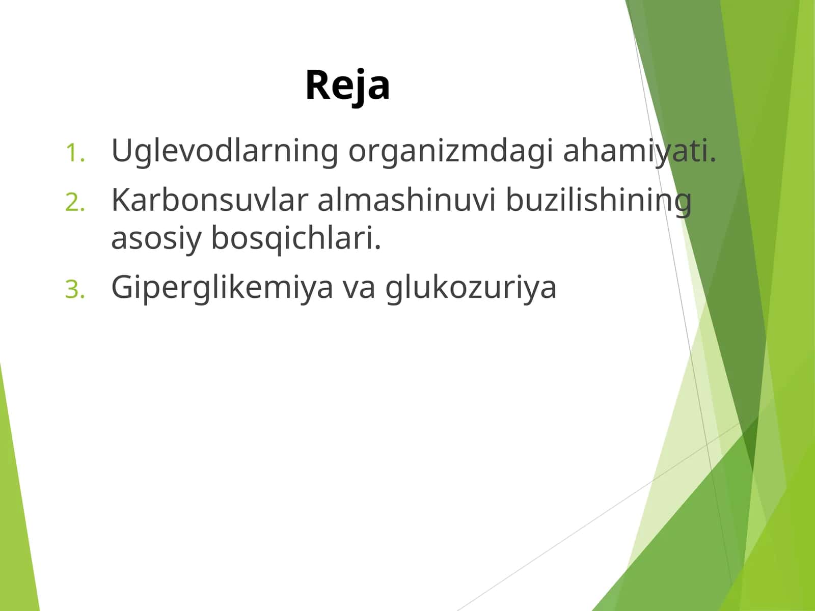 Uglavodlar almashinuvining buzulishi 1