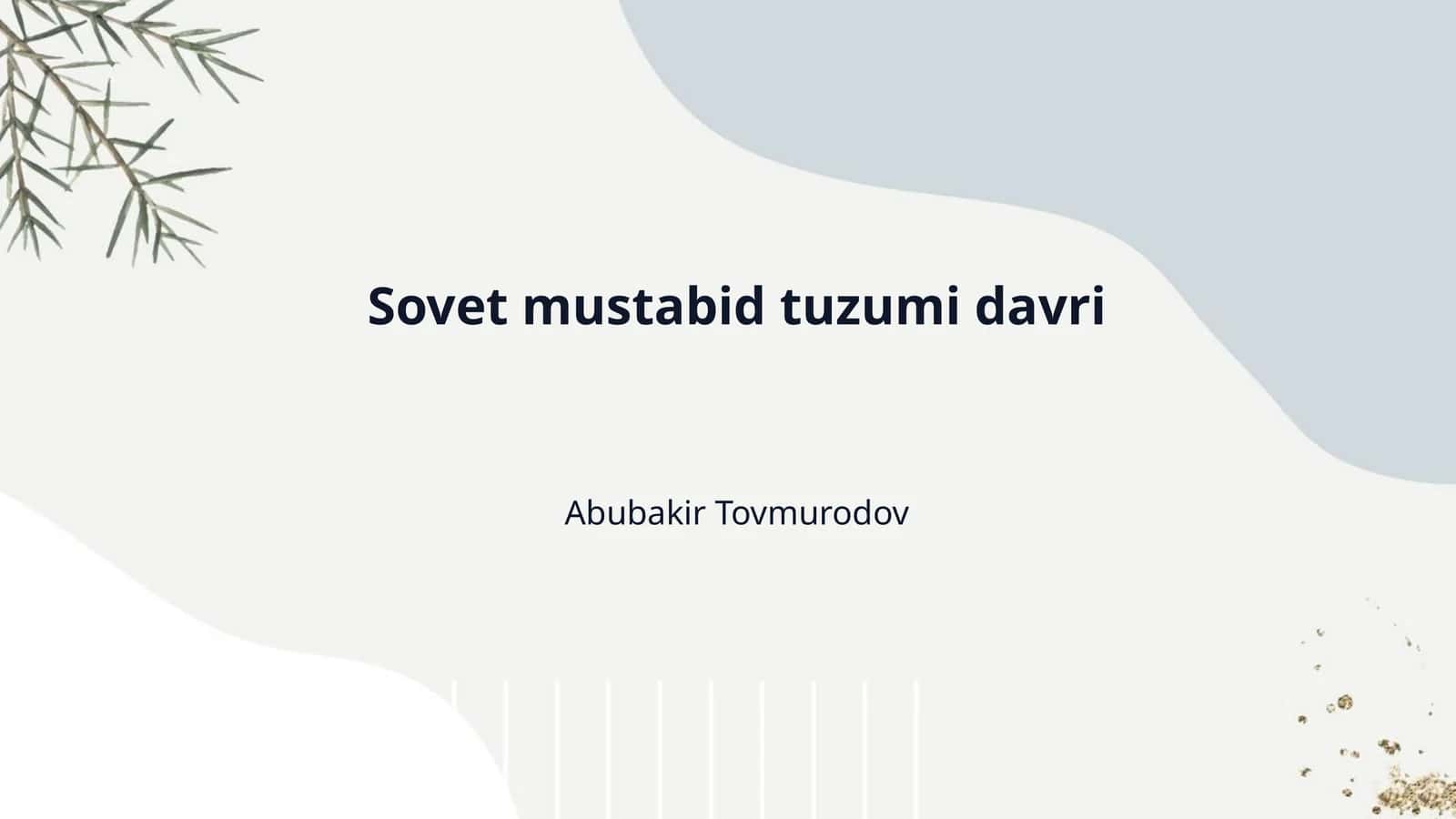 Sovet mustabid tuzumi davri 1