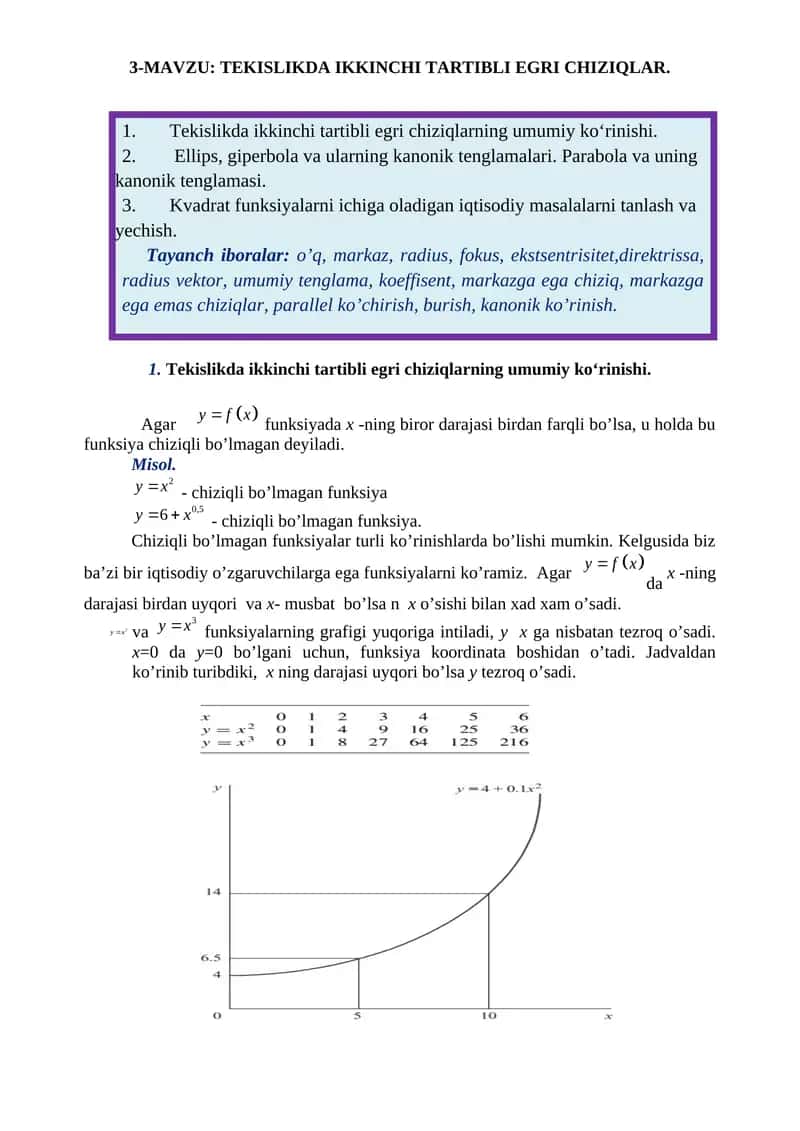 TEKISLIKDA IKKINCHI TARTIBLI EGRI CHIZIQLAR 1