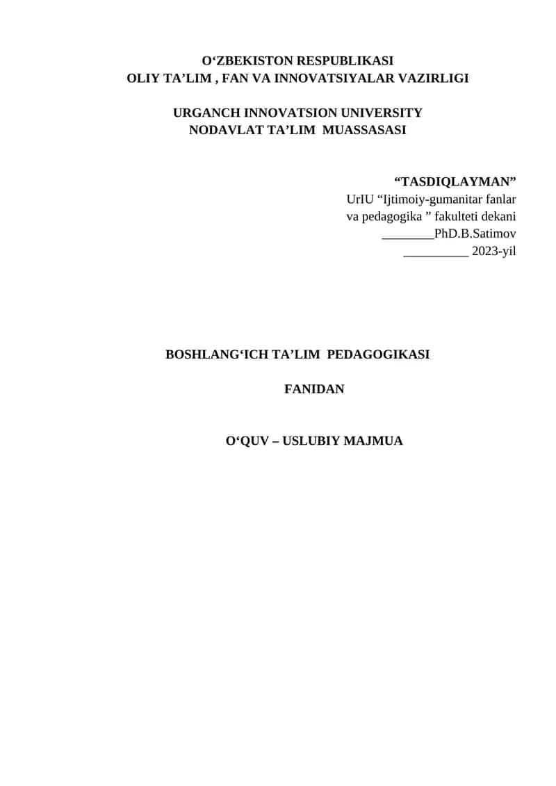 Boshlang‘ich ta’lim pedagogikasi 1
