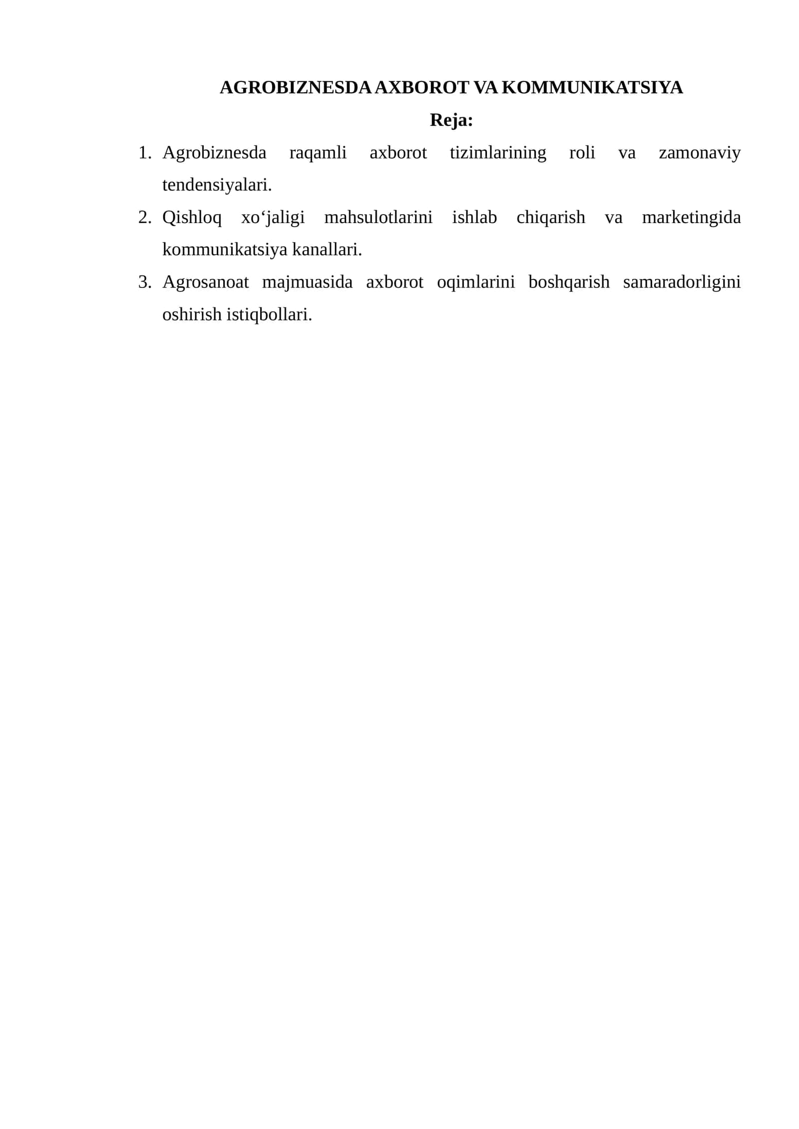 AGROBIZNESDA AXBOROT VA KOMMUNIKATSIYA 1
