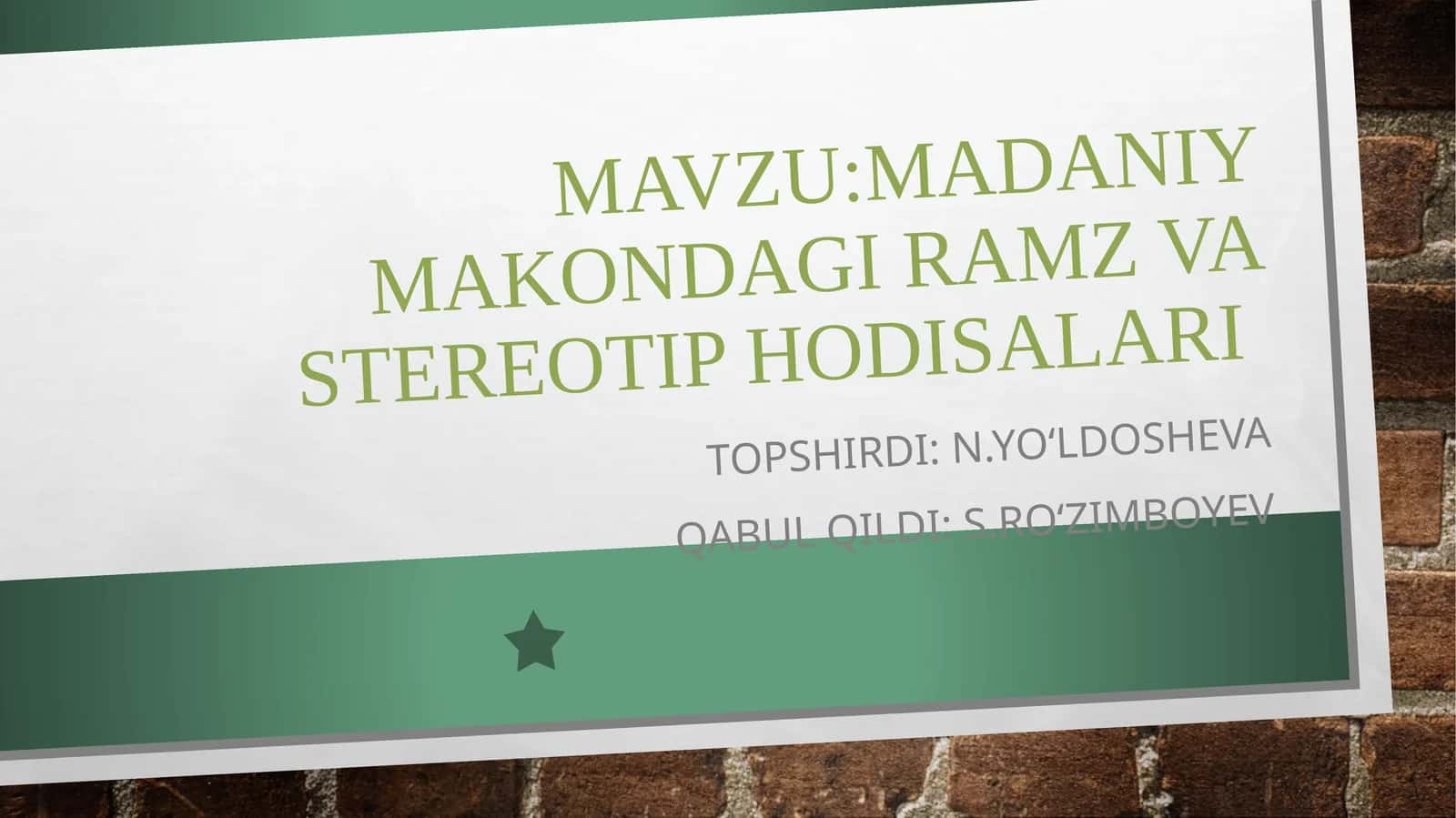 Madaniy makondagi ramz va stereotip hodisalari 1