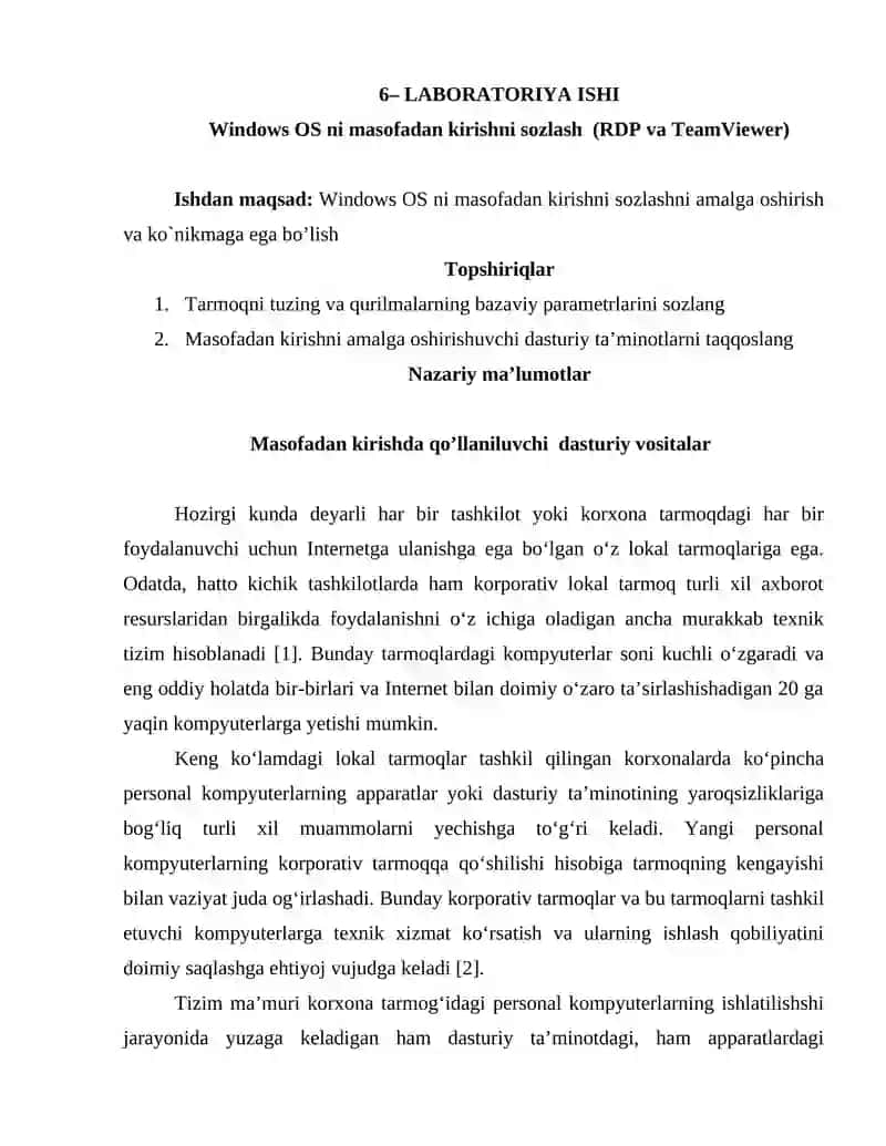 Masofadan kirish sozlash