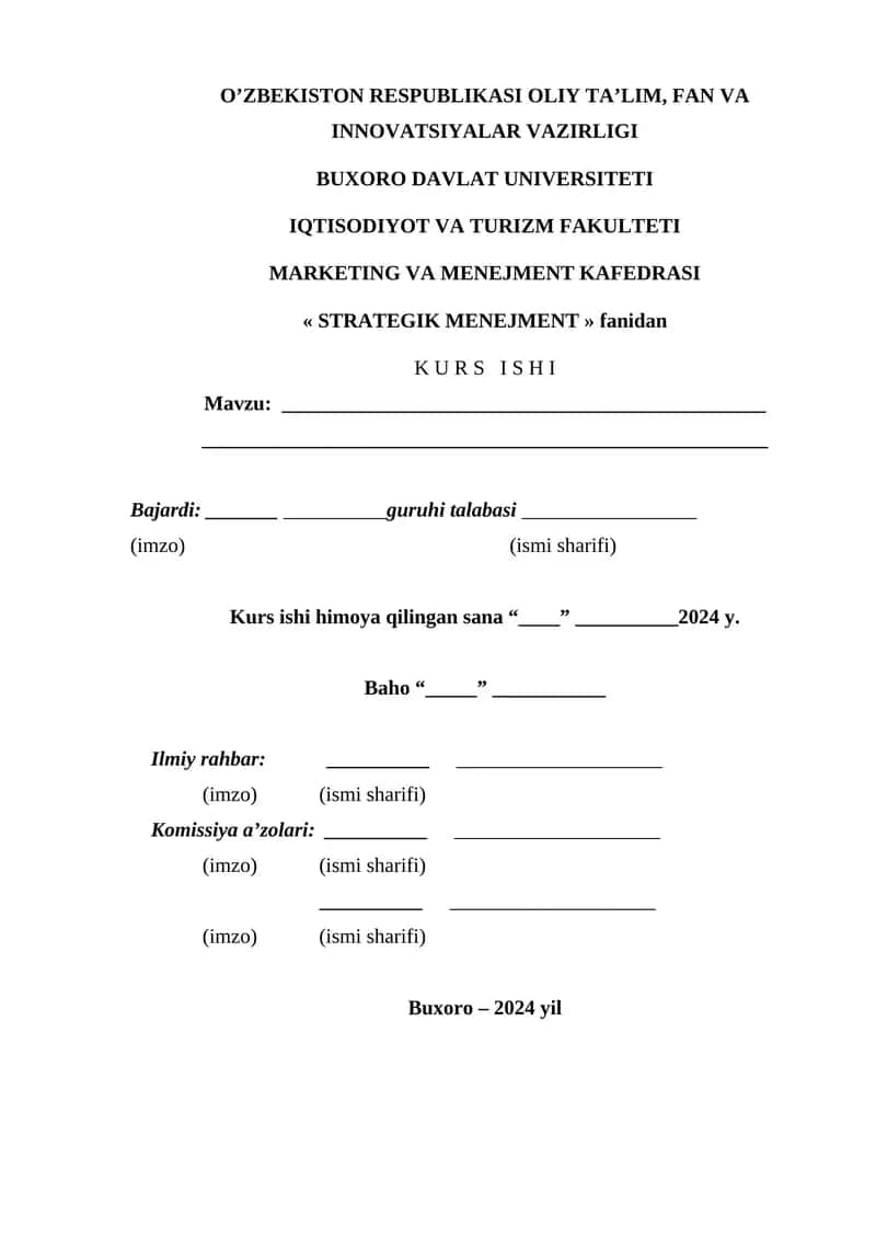 STRATEGIK MENEJMENT KURSI 1