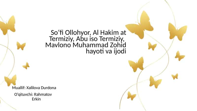 Soʻfi Ollohyor, Al Hakim at Termiziy, Abu Iso Termiziy va Mavlono Muhammad Zohid 1