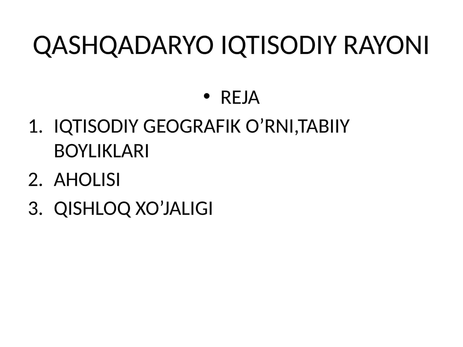 QASHQADARYO IQTISODIY RAYONI 1