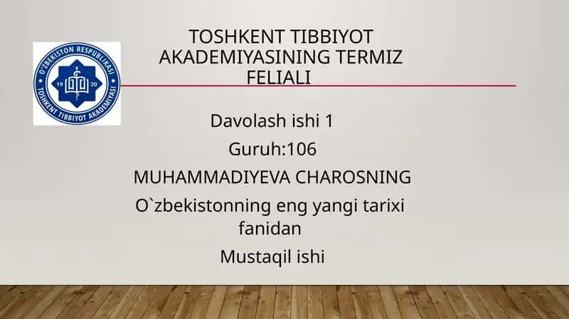 Toshkent Tibbiyot Akademiyasining Termizfeliali 1