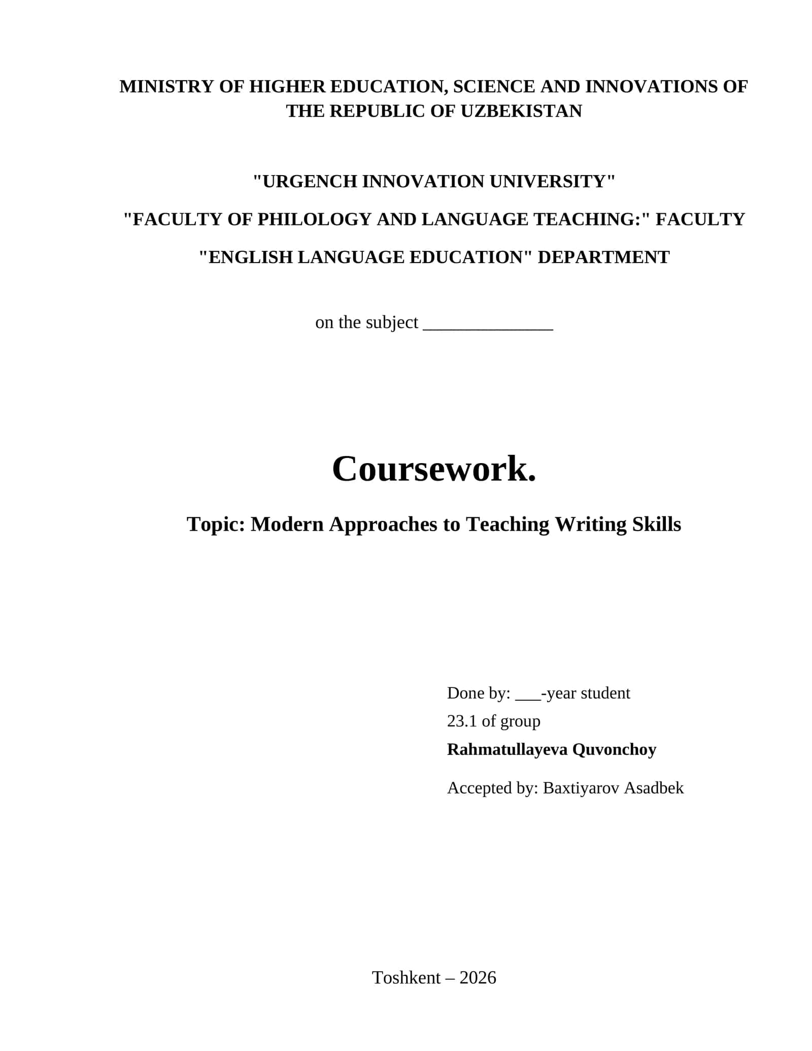 Modern Approaches to Teaching Writing Skills 1