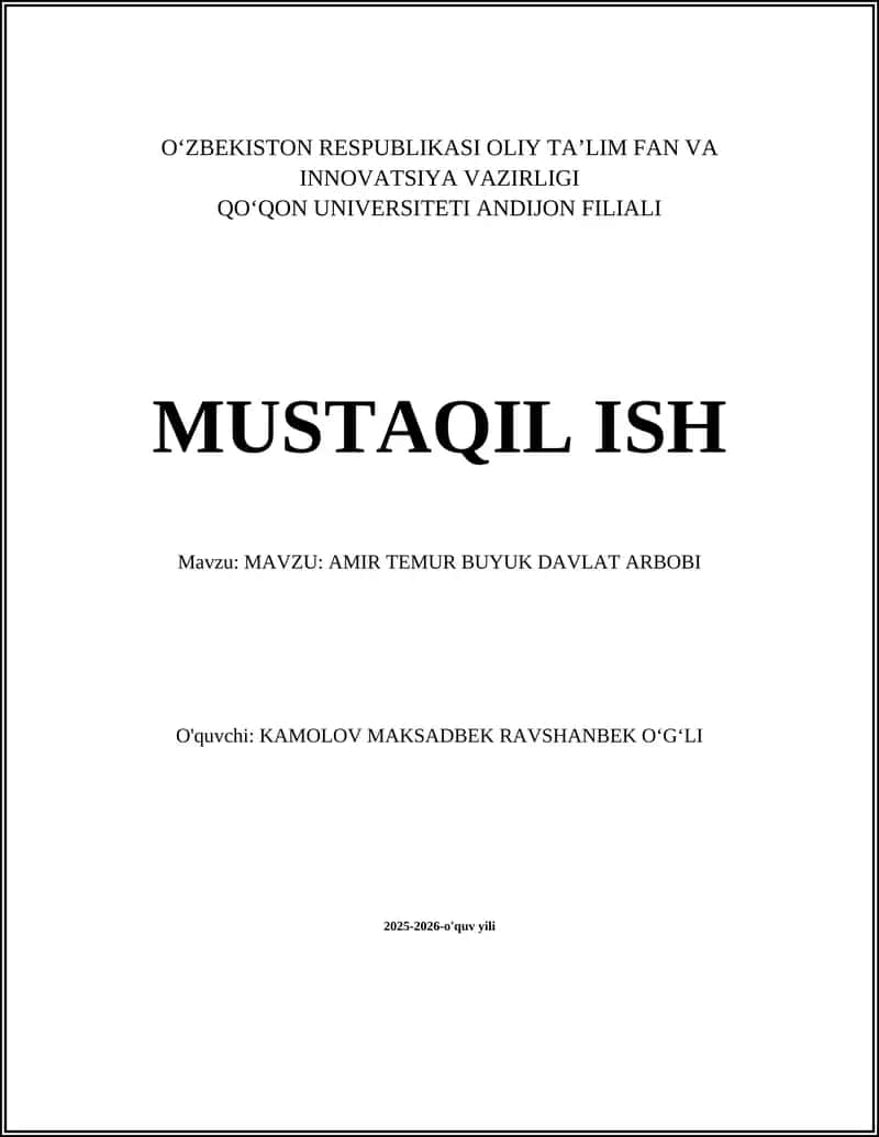 AMIR TEMUR BUYUK DAVLAT ARBOBI 1