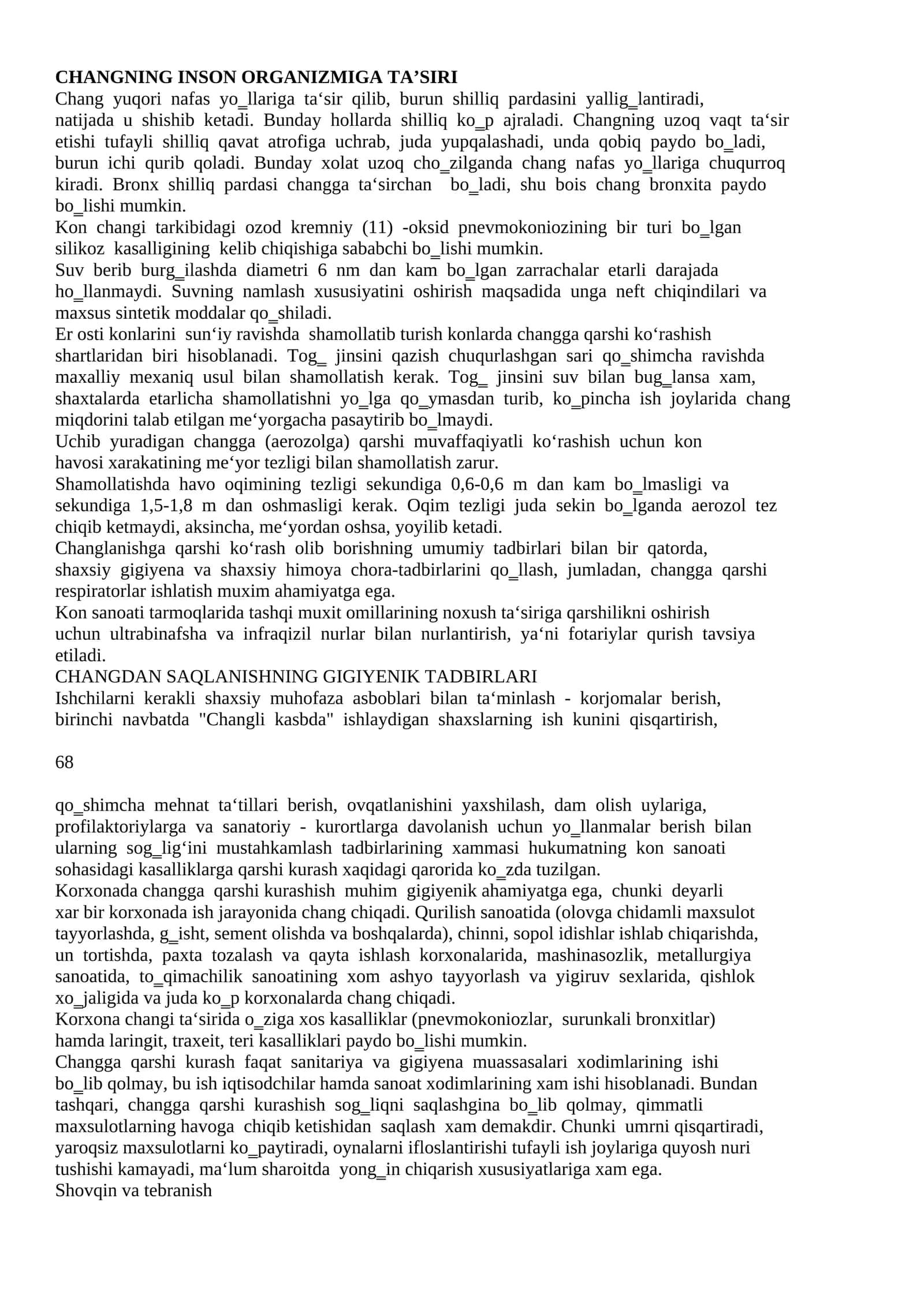 CHANGNING INSON ORGANIZMIGA TA’SIRI 1