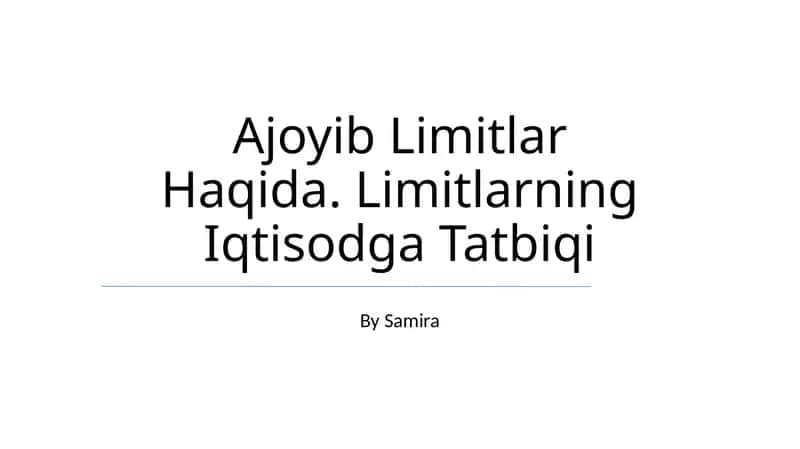 Limitlarning Iqtisodga Tatbiqi 1